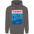 Paws Funny Cat and Goldfish Parody Mens 80% Cotton Hoodie Charcoal