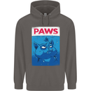 Paws Funny Cat and Goldfish Parody Mens 80% Cotton Hoodie Charcoal