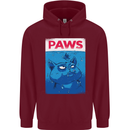 Paws Funny Cat and Goldfish Parody Mens 80% Cotton Hoodie Maroon