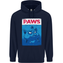 Paws Funny Cat and Goldfish Parody Mens 80% Cotton Hoodie Navy Blue