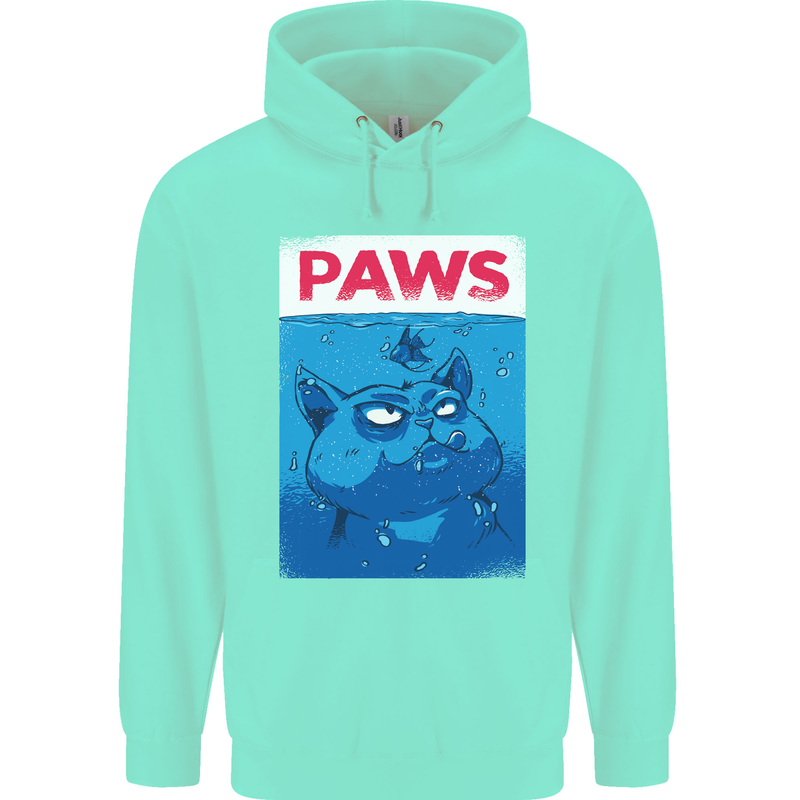 Paws Funny Cat and Goldfish Parody Mens 80% Cotton Hoodie Peppermint