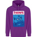 Paws Funny Cat and Goldfish Parody Mens 80% Cotton Hoodie Purple