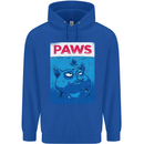 Paws Funny Cat and Goldfish Parody Mens 80% Cotton Hoodie Royal Blue