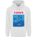 Paws Funny Cat and Goldfish Parody Mens 80% Cotton Hoodie White