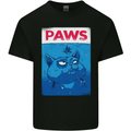 Paws Funny Cat and Goldfish Parody Mens Cotton T-Shirt Tee Top Black