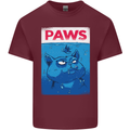 Paws Funny Cat and Goldfish Parody Mens Cotton T-Shirt Tee Top Maroon