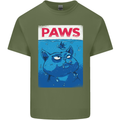 Paws Funny Cat and Goldfish Parody Mens Cotton T-Shirt Tee Top Military Green