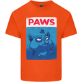 Paws Funny Cat and Goldfish Parody Mens Cotton T-Shirt Tee Top Orange
