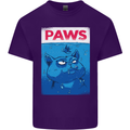 Paws Funny Cat and Goldfish Parody Mens Cotton T-Shirt Tee Top Purple