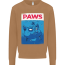 Paws Funny Cat and Goldfish Parody Mens Sweatshirt Jumper Caramel Latte