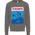 Paws Funny Cat and Goldfish Parody Mens Sweatshirt Jumper Charcoal