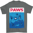 Paws Funny Cat and Goldfish Parody Mens T-Shirt 100% Cotton Charcoal