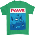 Paws Funny Cat and Goldfish Parody Mens T-Shirt 100% Cotton Irish Green