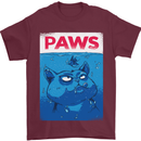 Paws Funny Cat and Goldfish Parody Mens T-Shirt 100% Cotton Maroon