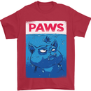 Paws Funny Cat and Goldfish Parody Mens T-Shirt 100% Cotton Red