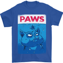 Paws Funny Cat and Goldfish Parody Mens T-Shirt 100% Cotton Royal Blue