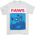 Paws Funny Cat and Goldfish Parody Mens T-Shirt 100% Cotton White