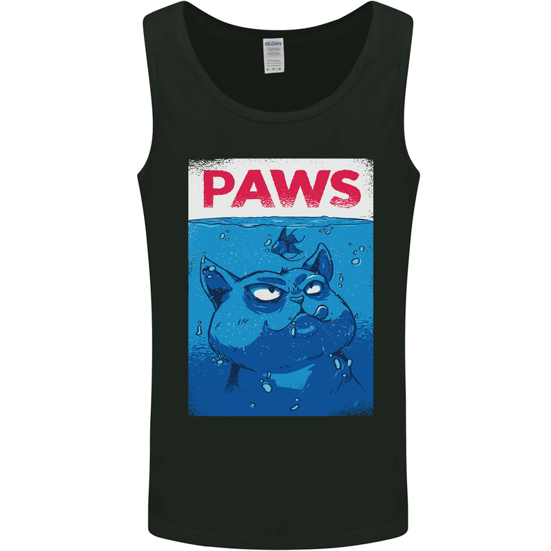 Paws Funny Cat and Goldfish Parody Mens Vest Tank Top Black