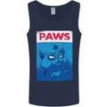 Paws Funny Cat and Goldfish Parody Mens Vest Tank Top Navy Blue