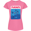 Paws Funny Cat and Goldfish Parody Womens Petite Cut T-Shirt Azalea