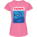 Paws Funny Cat and Goldfish Parody Womens Petite Cut T-Shirt Azalea