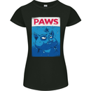 Paws Funny Cat and Goldfish Parody Womens Petite Cut T-Shirt Black