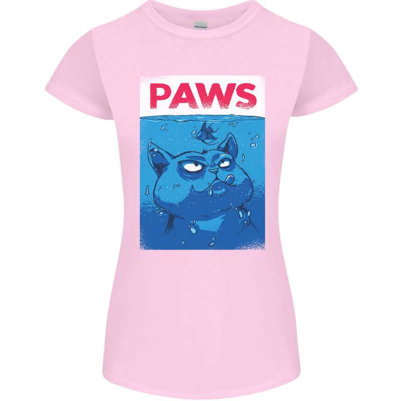 Paws Funny Cat and Goldfish Parody Womens Petite Cut T-Shirt Light Pink