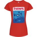 Paws Funny Cat and Goldfish Parody Womens Petite Cut T-Shirt Red