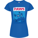 Paws Funny Cat and Goldfish Parody Womens Petite Cut T-Shirt Royal Blue