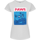 Paws Funny Cat and Goldfish Parody Womens Petite Cut T-Shirt White