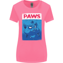 Paws Funny Cat and Goldfish Parody Womens Wider Cut T-Shirt Azalea