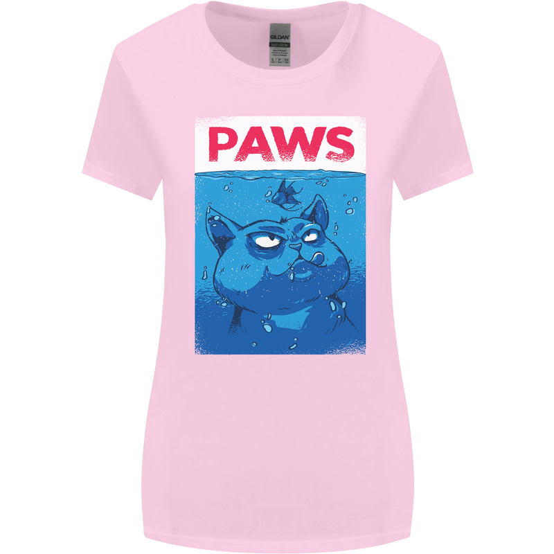 Paws Funny Cat and Goldfish Parody Womens Wider Cut T-Shirt Light Pink