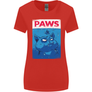 Paws Funny Cat and Goldfish Parody Womens Wider Cut T-Shirt Red
