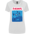 Paws Funny Cat and Goldfish Parody Womens Wider Cut T-Shirt White