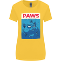 Paws Funny Cat and Goldfish Parody Womens Wider Cut T-Shirt Yellow