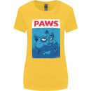 Paws Funny Cat and Goldfish Parody Womens Wider Cut T-Shirt Yellow