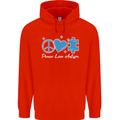 Peace Autism Austistic Childrens Kids Hoodie Bright Red