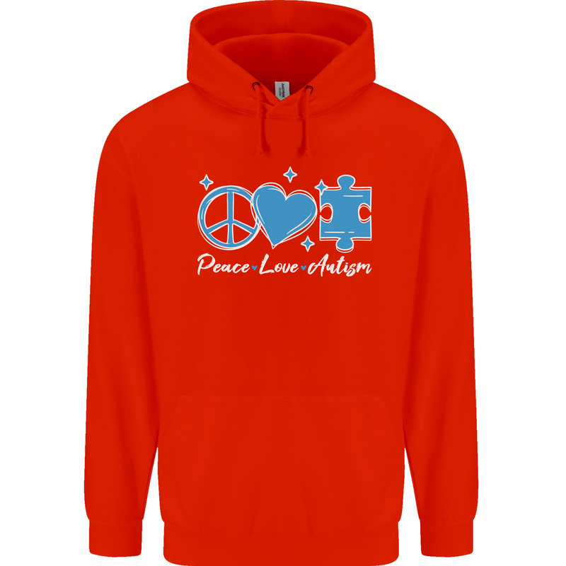 Peace Autism Austistic Childrens Kids Hoodie Bright Red
