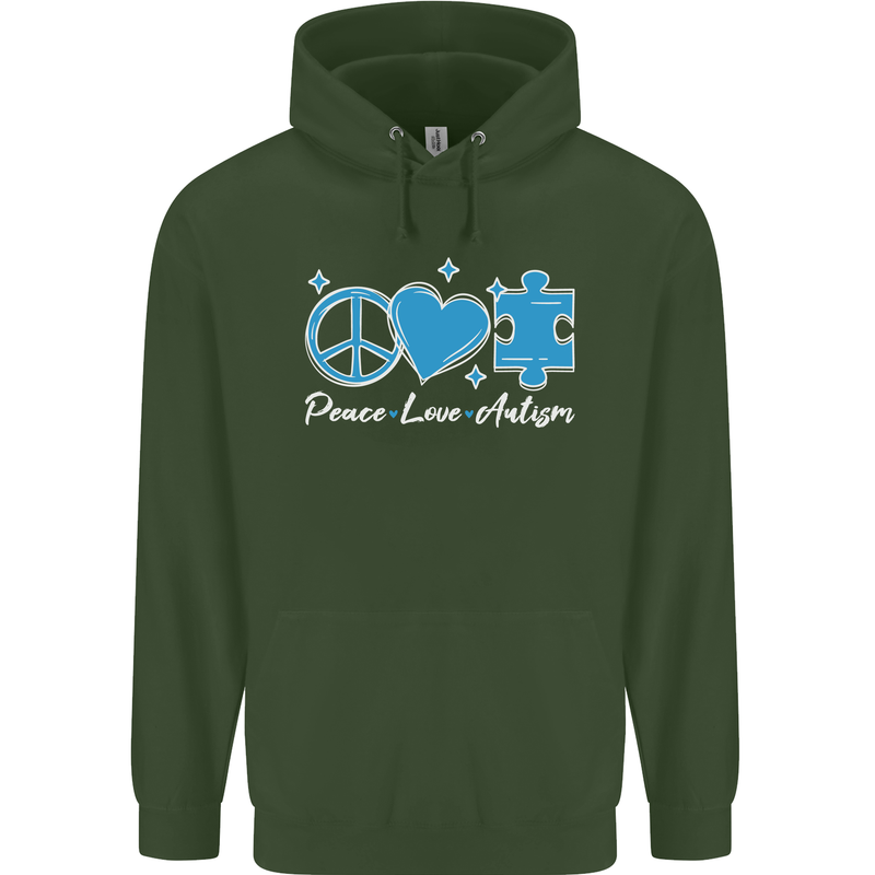 Peace Autism Austistic Childrens Kids Hoodie Forest Green