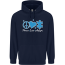 Peace Autism Austistic Childrens Kids Hoodie Navy Blue