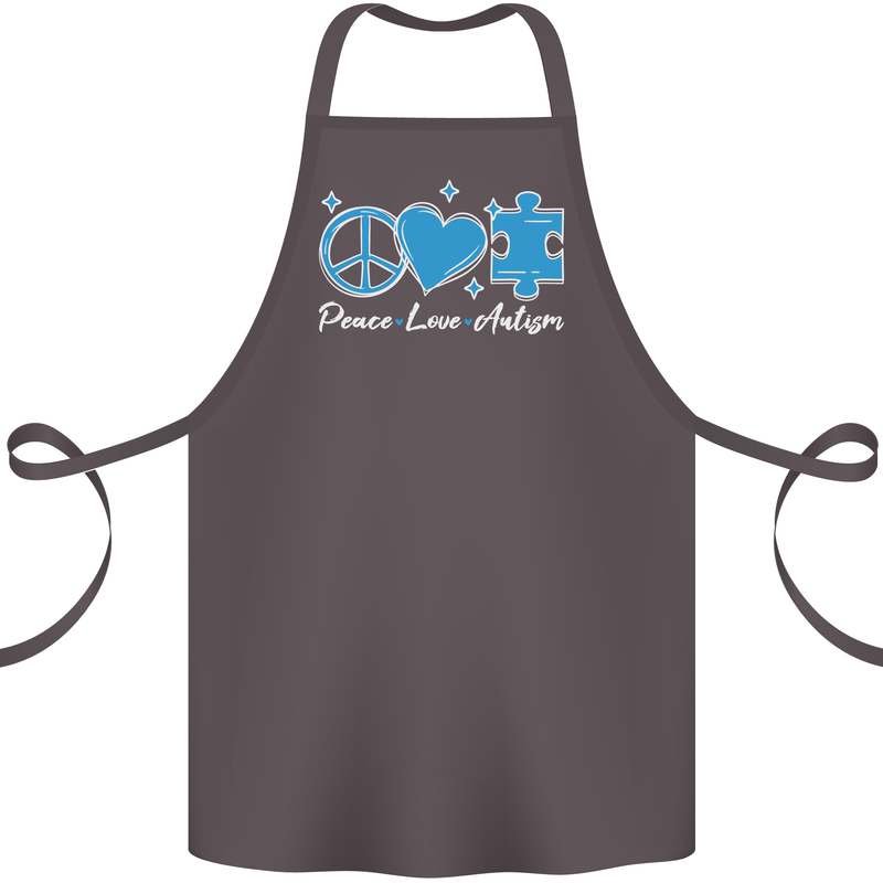 Peace Autism Austistic Cotton Apron 100% Organic Dark Grey