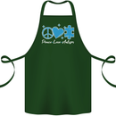 Peace Autism Austistic Cotton Apron 100% Organic Forest Green