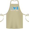 Peace Autism Austistic Cotton Apron 100% Organic Khaki