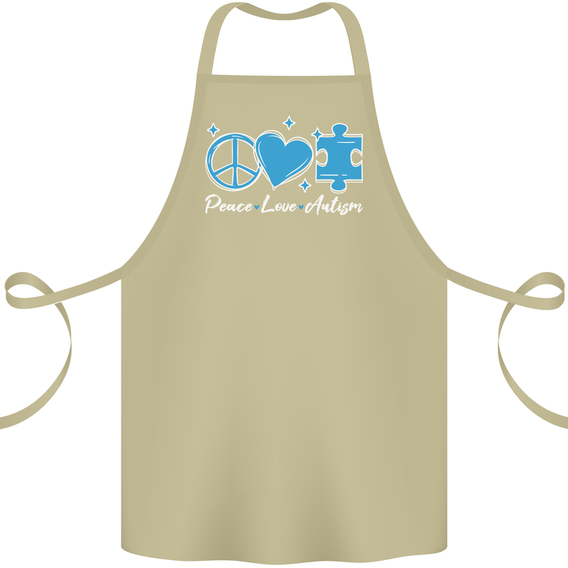 Peace Autism Austistic Cotton Apron 100% Organic Khaki