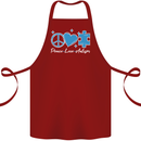 Peace Autism Austistic Cotton Apron 100% Organic Maroon