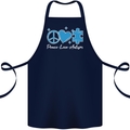 Peace Autism Austistic Cotton Apron 100% Organic Navy Blue