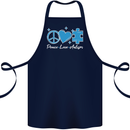 Peace Autism Austistic Cotton Apron 100% Organic Navy Blue