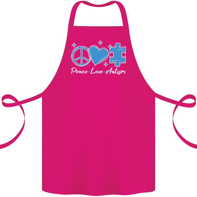 Peace Autism Austistic Cotton Apron 100% Organic Pink