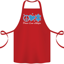 Peace Autism Austistic Cotton Apron 100% Organic Red