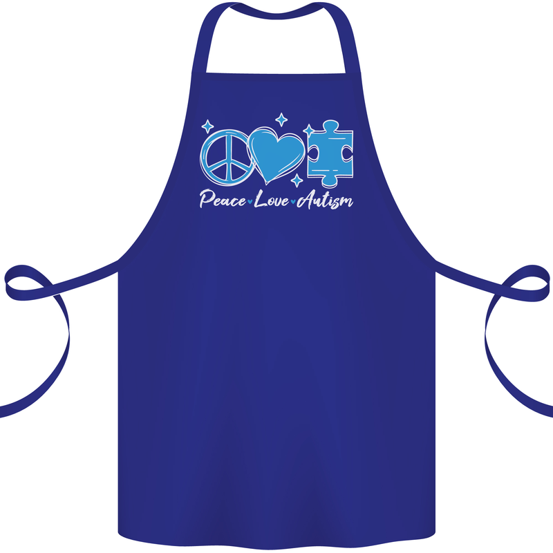 Peace Autism Austistic Cotton Apron 100% Organic Royal Blue
